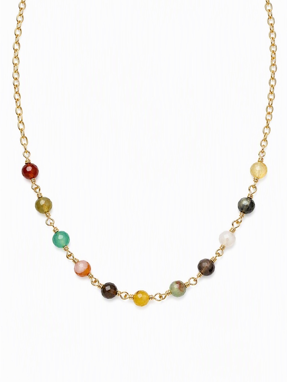 Gold Multi-Color agate Beaded necklace